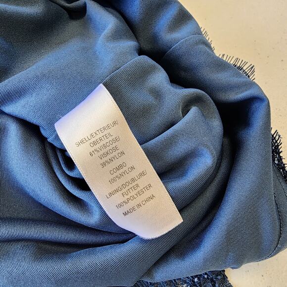 Adrianna Papell Lace Dress Blue party cocktail classic wedding preppy Size 2 - Picture 5 of 6